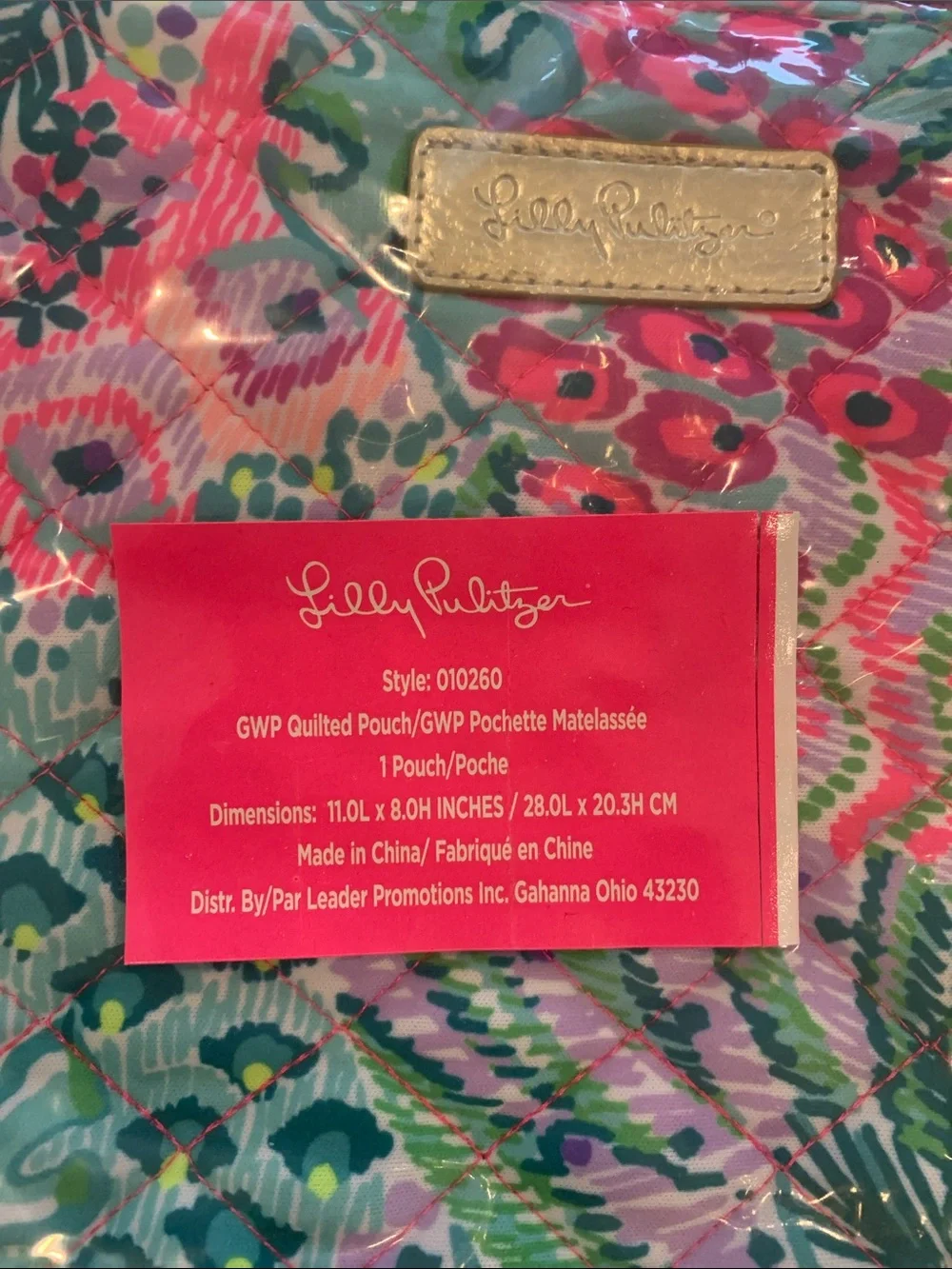 NWT—-Lilly Pulitzer Multicolor Quilted Zip Pouch in Banana Split